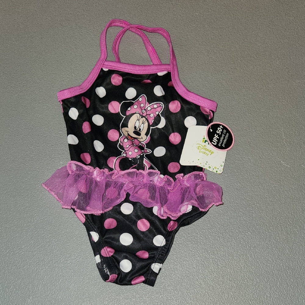 NWT -Disney Baby - Minnie Mouse Polka Dot Swimsuit - 12M